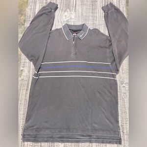 Vtg. Tiger Woods Nike Golf LgSleeve Polo w 1/4 Zip, YinYang Tag, & Swoosh Collar